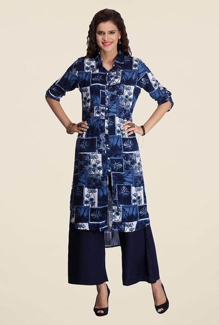 Varanga Navy Printed Kurta Varanga Navy Printed Kurta