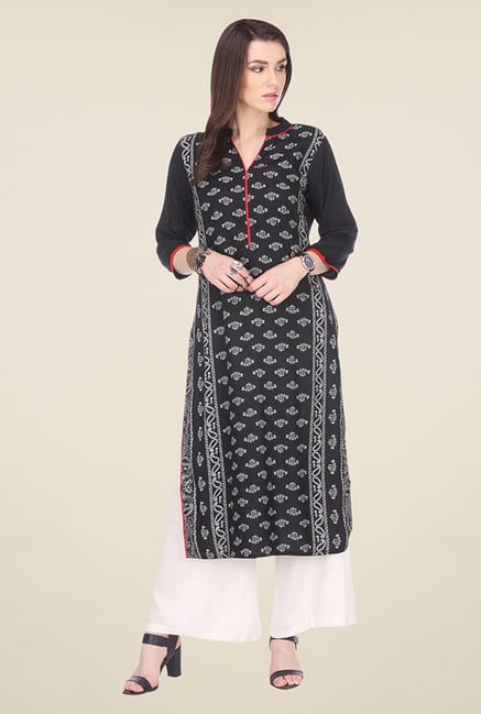 Varanga Black Printed Kurta Varanga Black Printed Kurta