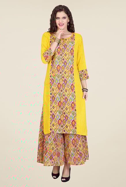 Varanga Yellow Printed Kurta Varanga Yellow Printed Kurta