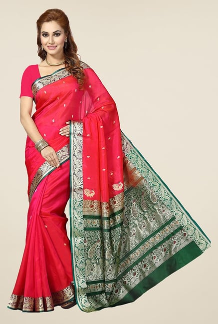 Ishin Pink Printed Silk Saree Ishin Pink Printed Silk Saree