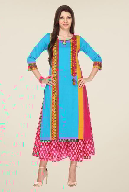 Varanga Blue Printed Kurta Varanga Blue Printed Kurta