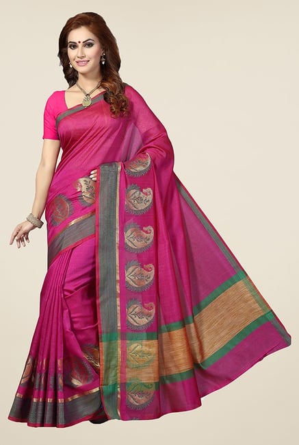 Ishin Pink Paisley Print Cotton Saree Ishin Pink Paisley Print Cotton Saree