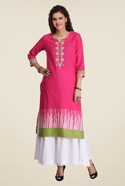Varanga Pink Embroidered Kurta Varanga Pink Embroidered Kurta