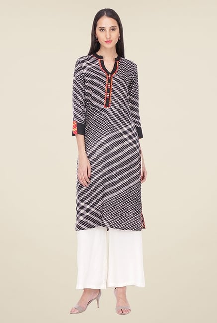 Varanga Black & Grey Printed Kurta Varanga Black & Grey Printed Kurta