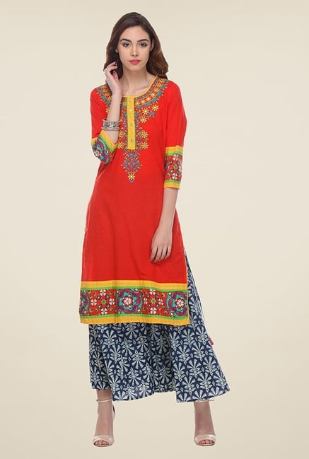 Varanga Red Embroidered Kurta Varanga Red Embroidered Kurta