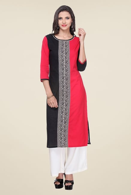 Varanga Fuchsia & Black Printed Kurta Varanga Fuchsia & Black Printed Kurta