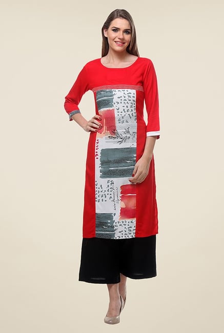 Varanga Red Printed Kurta Varanga Red Printed Kurta