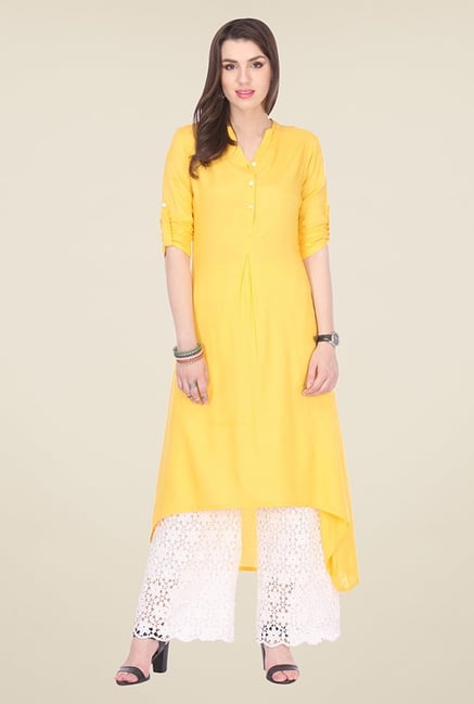 Varanga Yellow Solid Kurta Varanga Yellow Solid Kurta