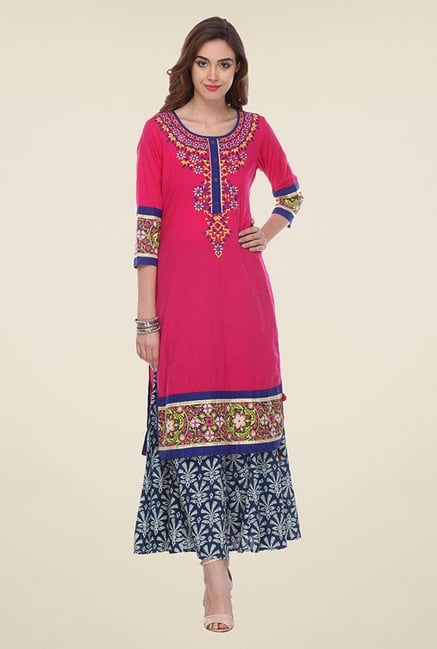 Varanga Pink Embroidered Kurta Varanga Pink Embroidered Kurta