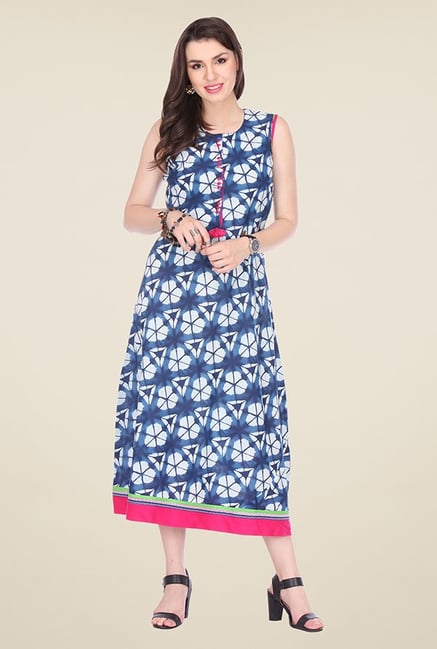 Varanga Blue Printed Kurta Varanga Blue Printed Kurta