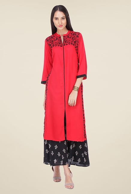 Varanga Red Embroidered Kurta Varanga Red Embroidered Kurta