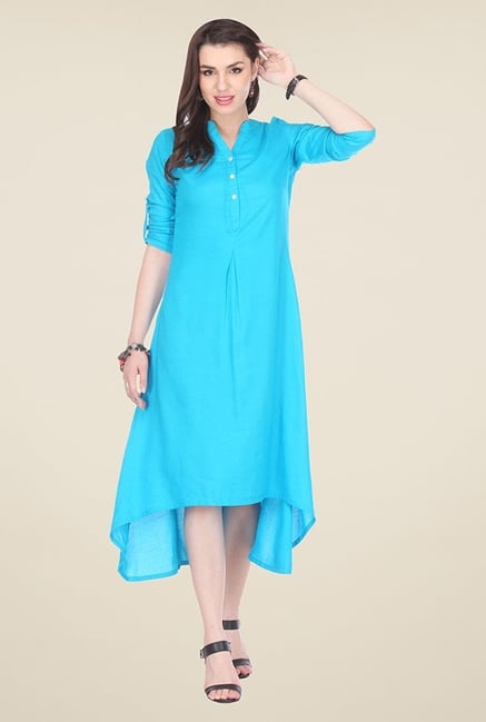 Varanga Turquoise Solid Kurta Varanga Turquoise Solid Kurta