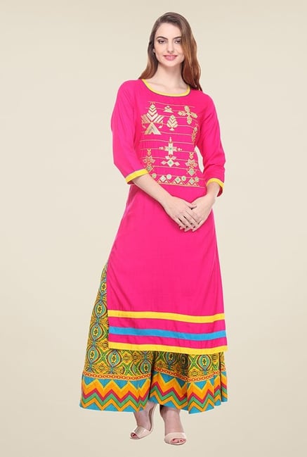 Varanga Pink Embroidered Kurta Varanga Pink Embroidered Kurta