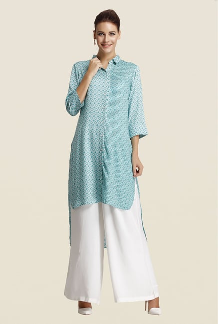 Satya Paul Turquoise Printed Tunic Satya Paul Turquoise Printed Tunic