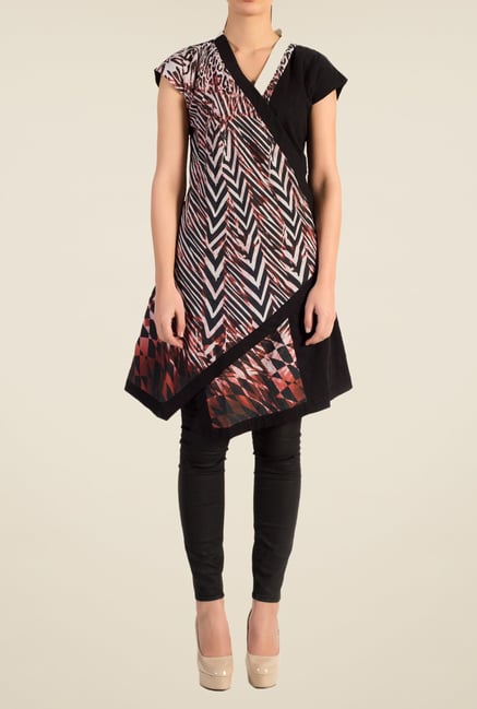 Satya Paul Maroon Printed Kurta Satya Paul Maroon Printed Kurta