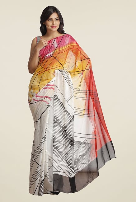 Satya Paul Grey Printed Super Georgette Saree Satya Paul Grey Printed Super Georgette Saree