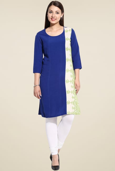 Evam Blue Printed Long Kurta Evam Blue Printed Long Kurta