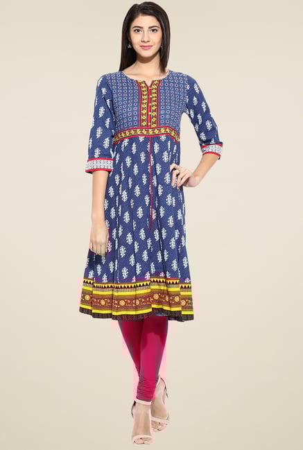 Evam Blue Cotton Long Kurta Evam Blue Cotton Long Kurta