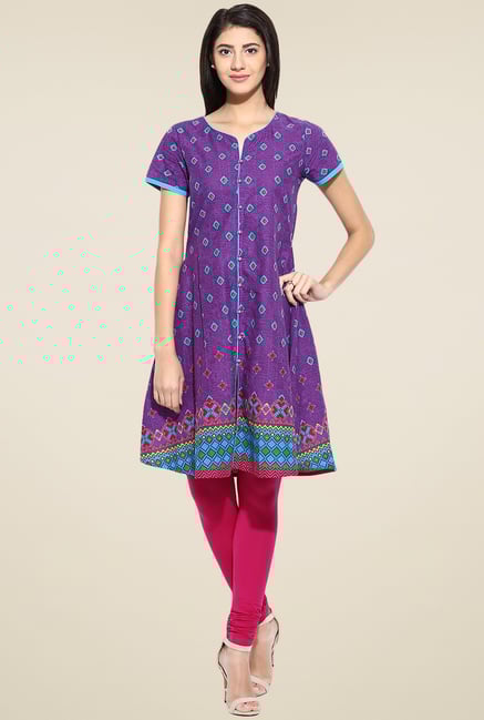 Evam Purple Cotton Long Kurta Evam Purple Cotton Long Kurta