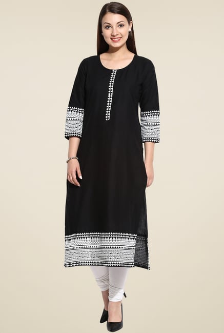 Evam Black 3/4th Sleeves Long Kurta Evam Black 3/4th Sleeves Long Kurta