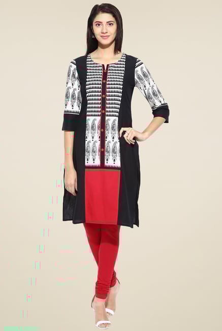 Evam Black Regular Fit Long Kurta Evam Black Regular Fit Long Kurta