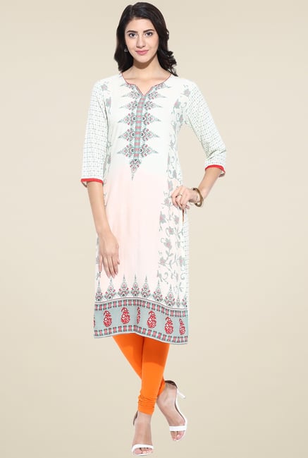 Evam Off-White Cotton Straight Long Kurta Evam Off-White Cotton Straight Long Kurta