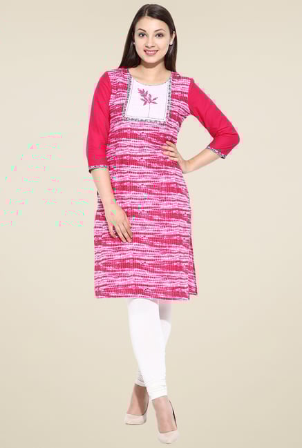 Avaana Pink Straight Long Kurta Avaana Pink Straight Long Kurta