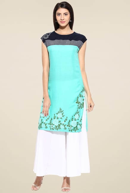 Evam Green Rayon Long Kurta Evam Green Rayon Long Kurta