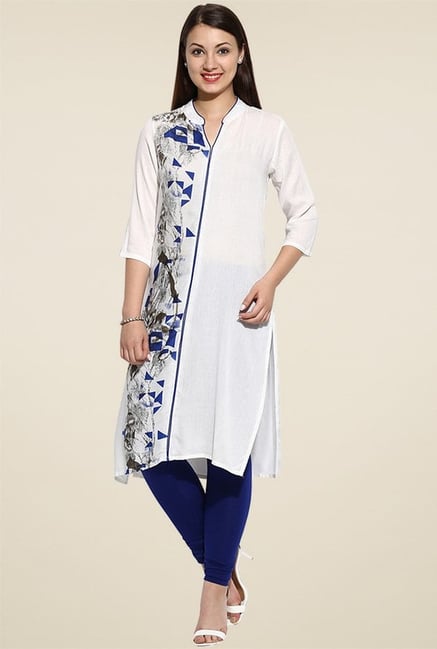 Avaana Blue Printed Long Kurta Avaana Blue Printed Long Kurta