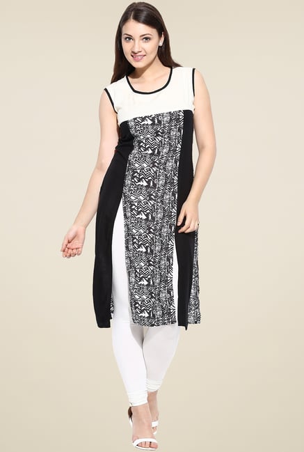 Avaana Black Sleeveless Long Kurta Avaana Black Sleeveless Long Kurta