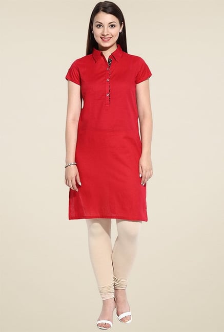 Avaana Red Cap Sleeves Kurta Avaana Red Cap Sleeves Kurta