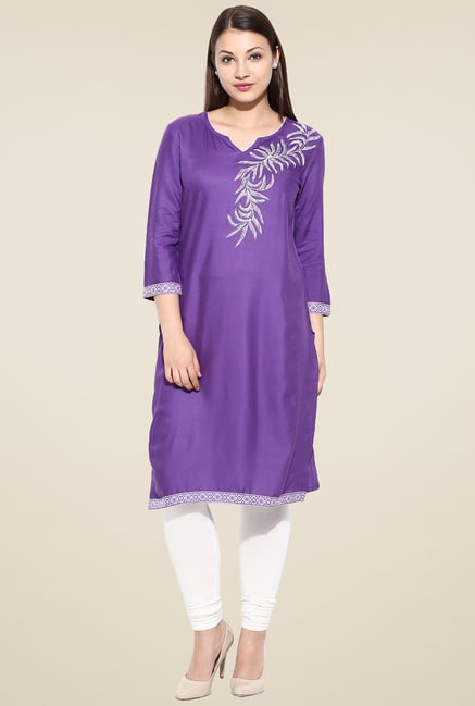 Avaana Purple Straight Long Kurta Avaana Purple Straight Long Kurta
