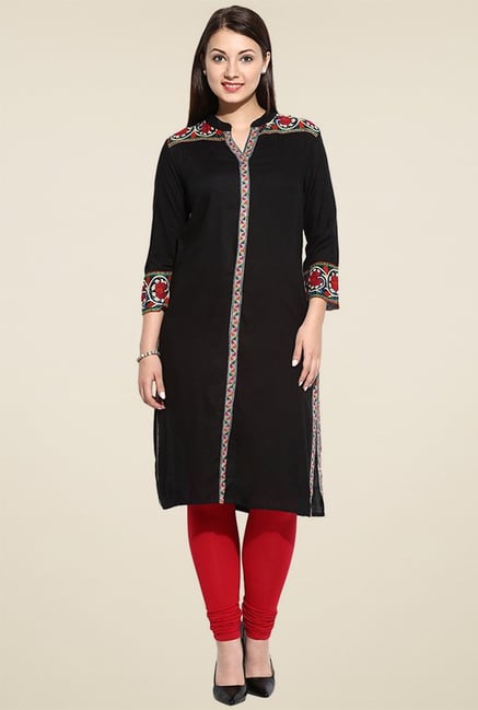 Evam Black Rayon Long Kurta Evam Black Rayon Long Kurta