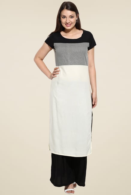 Avaana Off-White Short Sleeves Long Kurta Avaana Off-White Short Sleeves Long Kurta