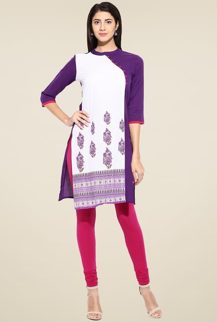 Evam Purple Cotton Straight Long Kurta Evam Purple Cotton Straight Long Kurta