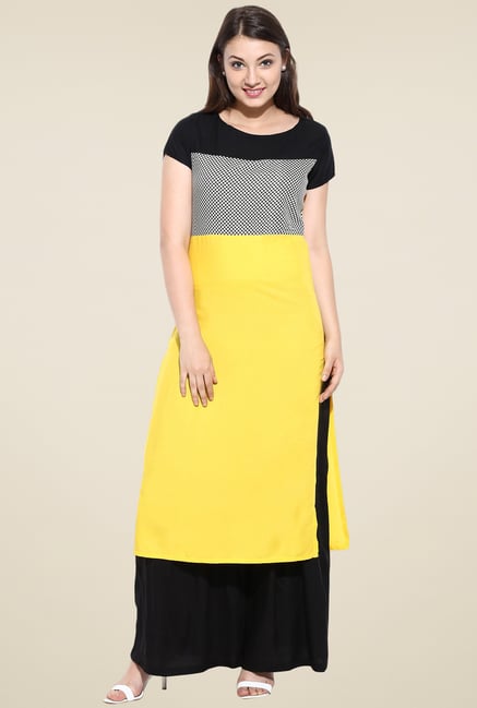 Avaana Yellow Straight Long Kurta Avaana Yellow Straight Long Kurta