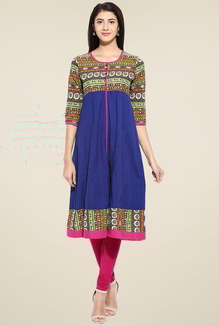 Evam Blue Printed Anarkali Kurta Evam Blue Printed Anarkali Kurta