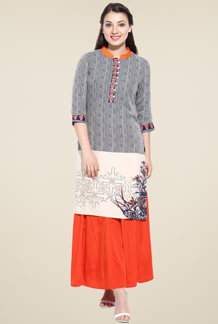 Avaana Blue Straight Long Kurta Avaana Blue Straight Long Kurta