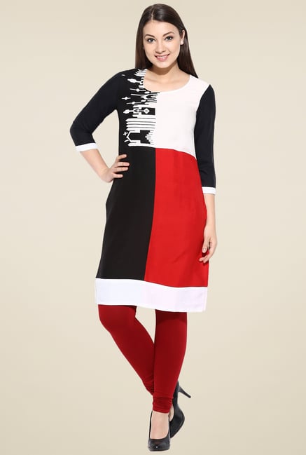 Avaana Red Straight Long Kurta Avaana Red Straight Long Kurta