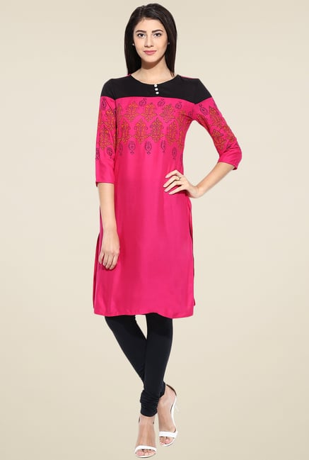 Evam Fuchsia Rayon Regular Fit Kurta Evam Fuchsia Rayon Regular Fit Kurta