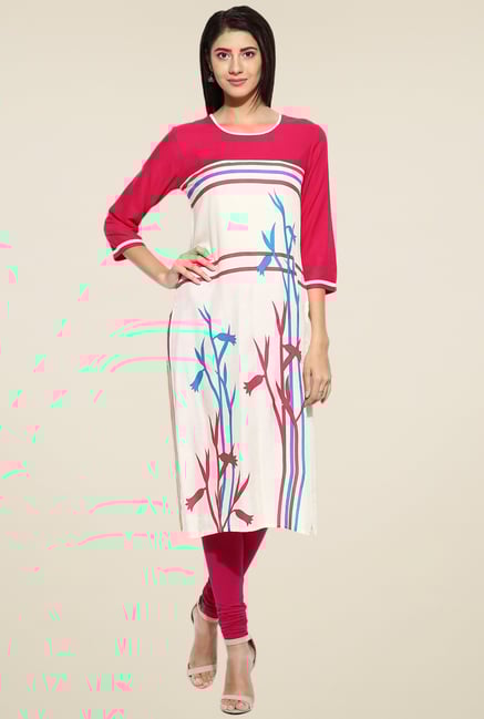 Evam Fuchsia Regular Fit Long Kurta Evam Fuchsia Regular Fit Long Kurta