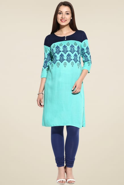Evam Green A-Line Long Kurta Evam Green A-Line Long Kurta