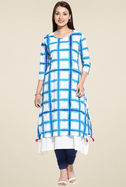 Evam Blue Flaired Long Kurta Evam Blue Flaired Long Kurta