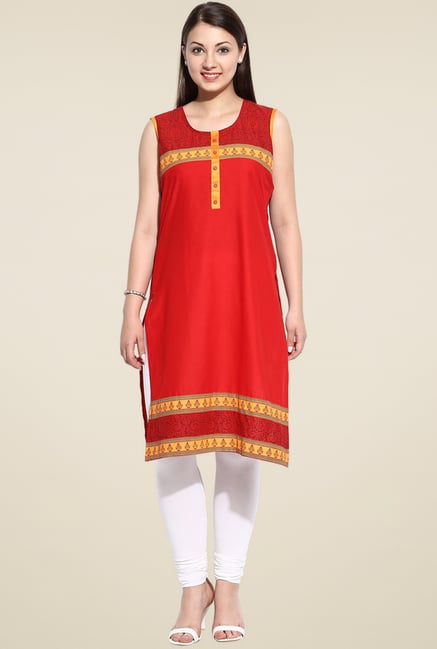 Evam Red Printed Kurta Evam Red Printed Kurta