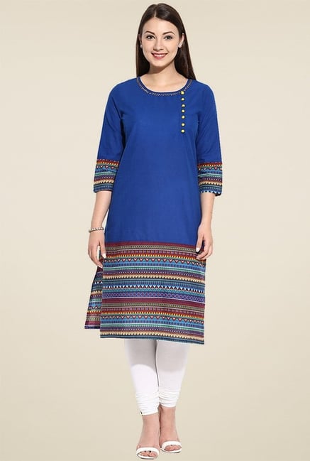 Avaana Royal Blue Printed Kurta Avaana Royal Blue Printed Kurta