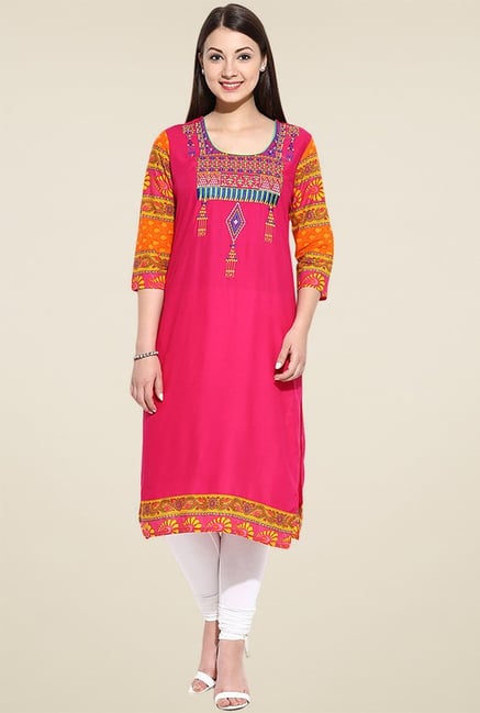 Avaana Pink 3/4th Sleeves Kurta Avaana Pink 3/4th Sleeves Kurta