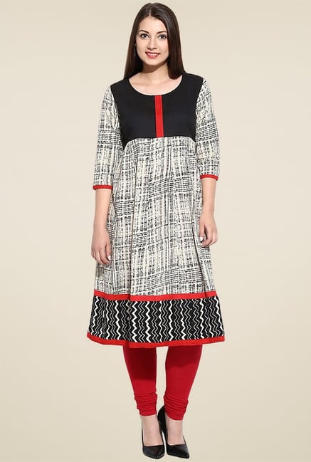Evam Black Anarkali Printed Kurta Evam Black Anarkali Printed Kurta