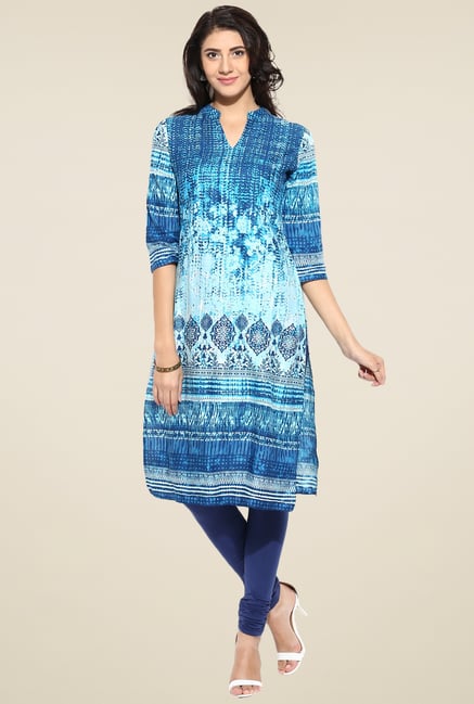 Evam Blue Rayon Long Kurta Evam Blue Rayon Long Kurta