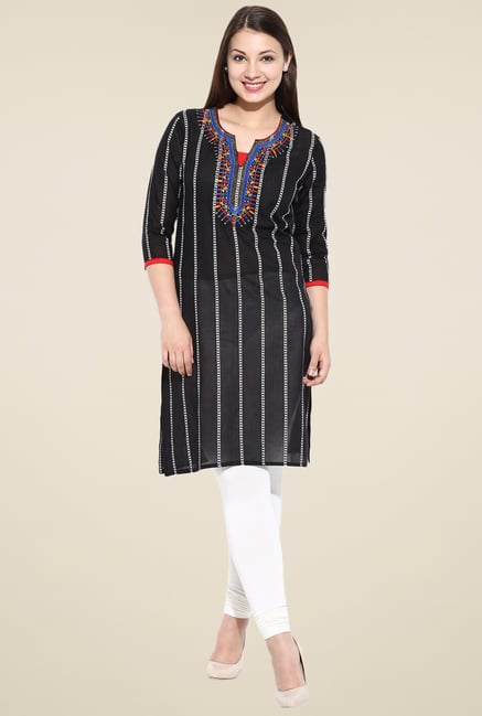 Avaana Black Round Neck Kurta Avaana Black Round Neck Kurta