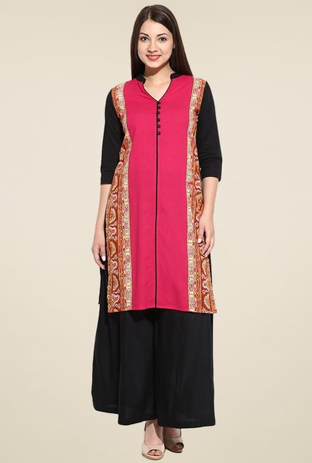 Avaana Pink Printed Long Kurta Avaana Pink Printed Long Kurta